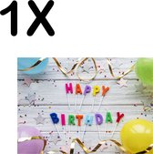 BWK Textiele Placemat - Happy Birthday met Slingers en Balonnen - Set van 1 Placemats - 40x30 cm - Polyester Stof - Afneembaar