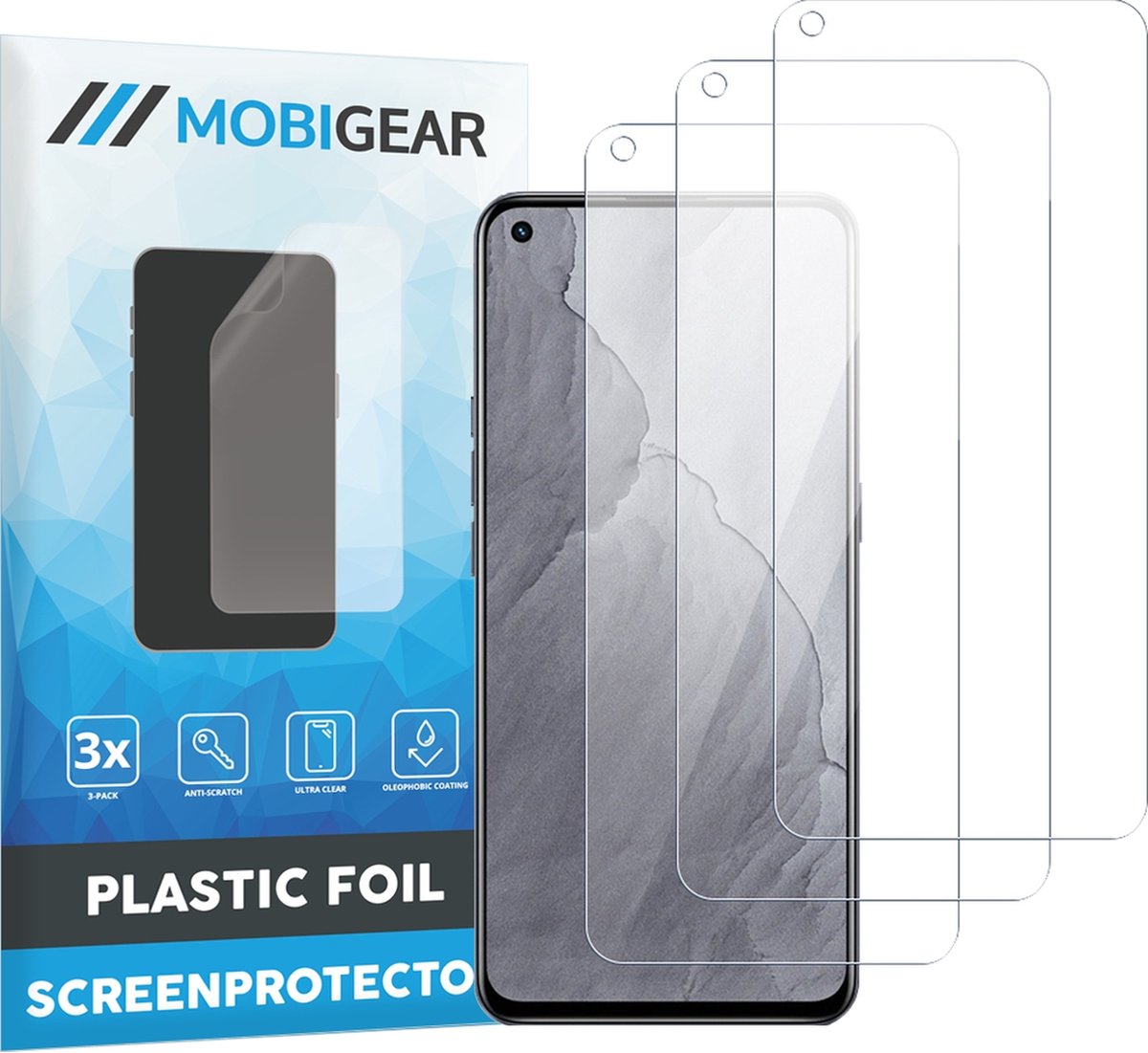 Mobigear Screenprotector geschikt voor Realme GT | Mobigear Screenprotector Folie - Case Friendly (3-Pack)