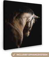 Tableau sur toile Paarden - Halter - Zwart - 90x90 cm - Décoration murale