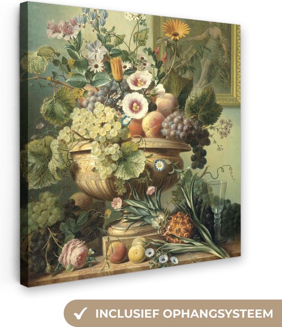 Canvas Schilderij Stilleven met bloemen en vruchten - Schilderij van Eelke Jelles Eelkema - Wanddecoratie