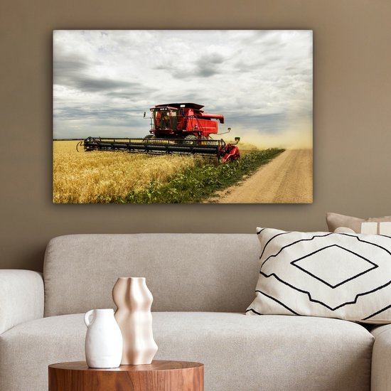 Toile Peinture Amérique - Tracteur - Nourriture - 90x60 cm - Décoration murale