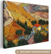 Vincent van Gogh - Landschap met Huis en Ploeger - Vincent - Kunst - Canvas - 80x60 cm - Muurdecoratie