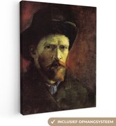 Tableau Peinture sur Toile Autoportrait au Chapeau de Feutre - Vincent van Gogh - 60x80 cm - Décoration murale