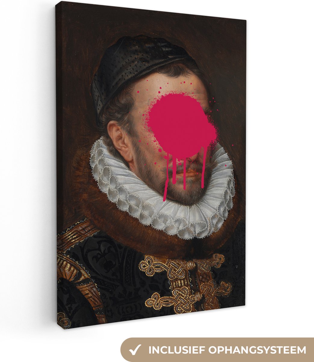 Canvas Schilderij Willem van Oranje - Adriaen Thomasz - Roze - 60x90 cm - Wanddecoratie - OneMillionCanvasses