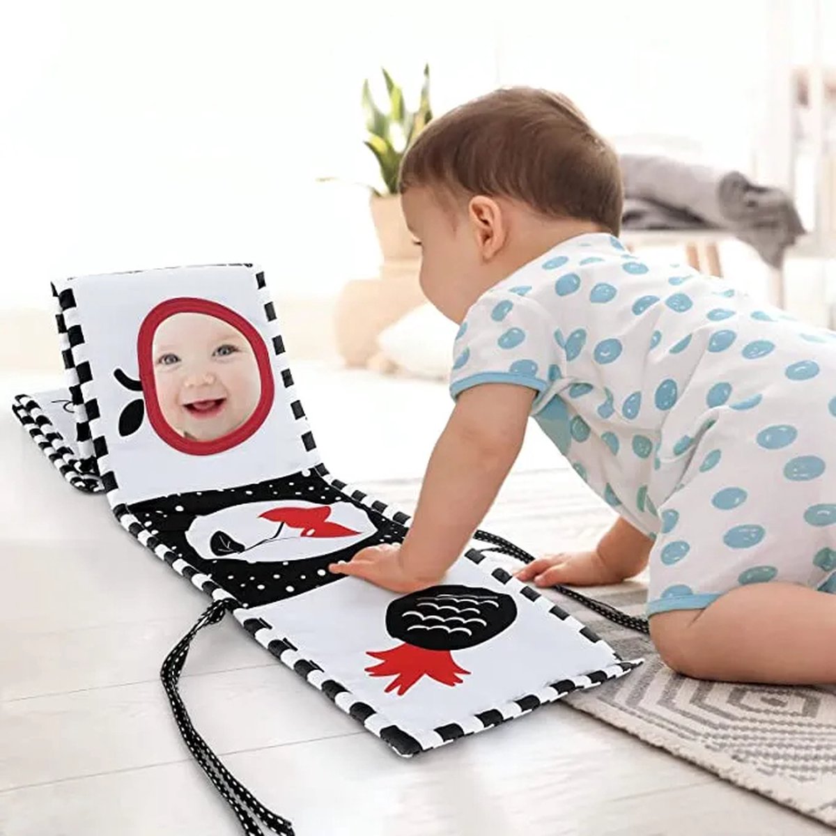Miroir de sol noir et blanc pour bébé, jouets sensoriels pour bébé de 6 à 12