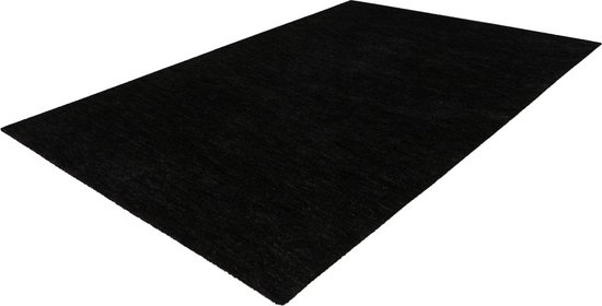 Lalee Comfy Uni vloerkleed karpet effen laagpolig vloerkleed rechthoekig organische vormen tapijt fraai gemêleerd 200x290 cm zwart