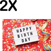 BWK Textiele Placemat - Happy Birthday met Confetti en Slingers - Set van 2 Placemats - 45x30 cm - Polyester Stof - Afneembaar