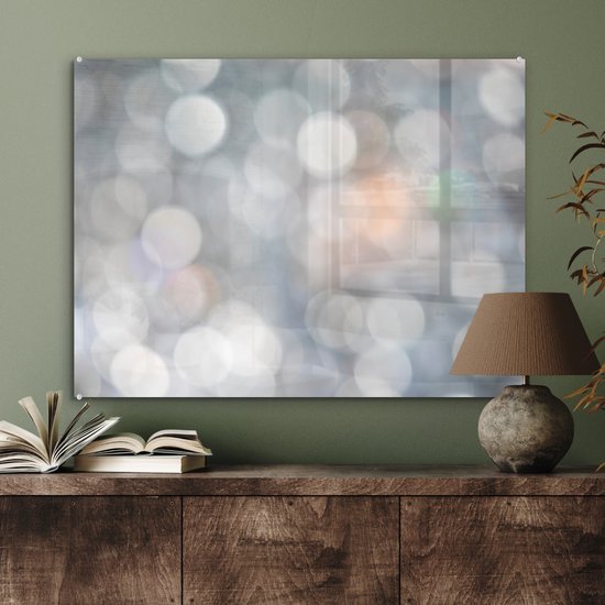® Glasschilderij 80x60 cm - Schilderij acrylglas - Licht - Abstract - Vormen - Foto op glas - Muurdecoratie woonkamer - Wanddecoratie slaapkamer - Schilderijen