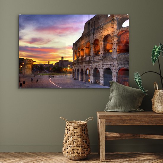 Le Colisée de Rome au coucher du soleil Plexiglas 120x80 cm - Tirage photo sur Glas (décoration murale en plexiglas)