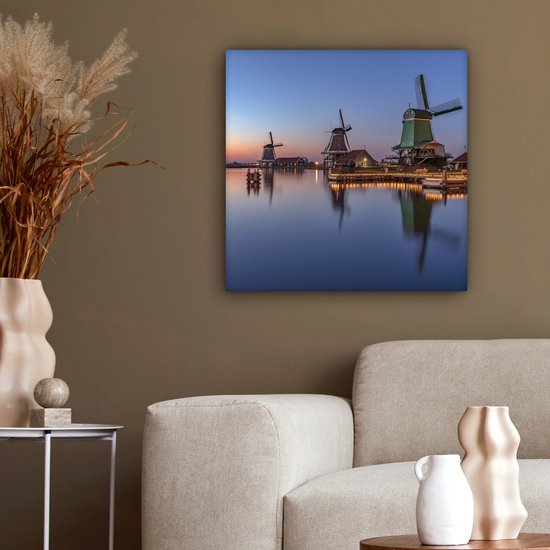 Peinture sur toile Moulins à vent aux Nederland - 50x50 cm - Décoration murale