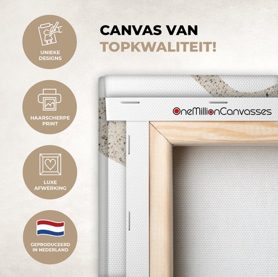 Tableau sur toile Abstrait - Terrazzo - Design - Beige - 90x60 cm - Décoration murale