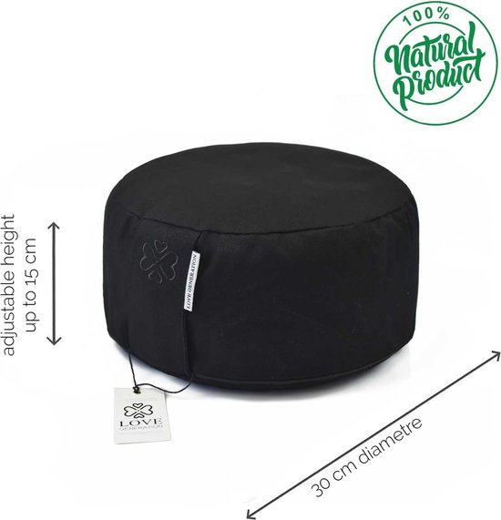Rond Meditatiekussen - Diamond Black - Katoen - ⌀30cm - 15cm van Yogi & Yogini — afbeelding 2