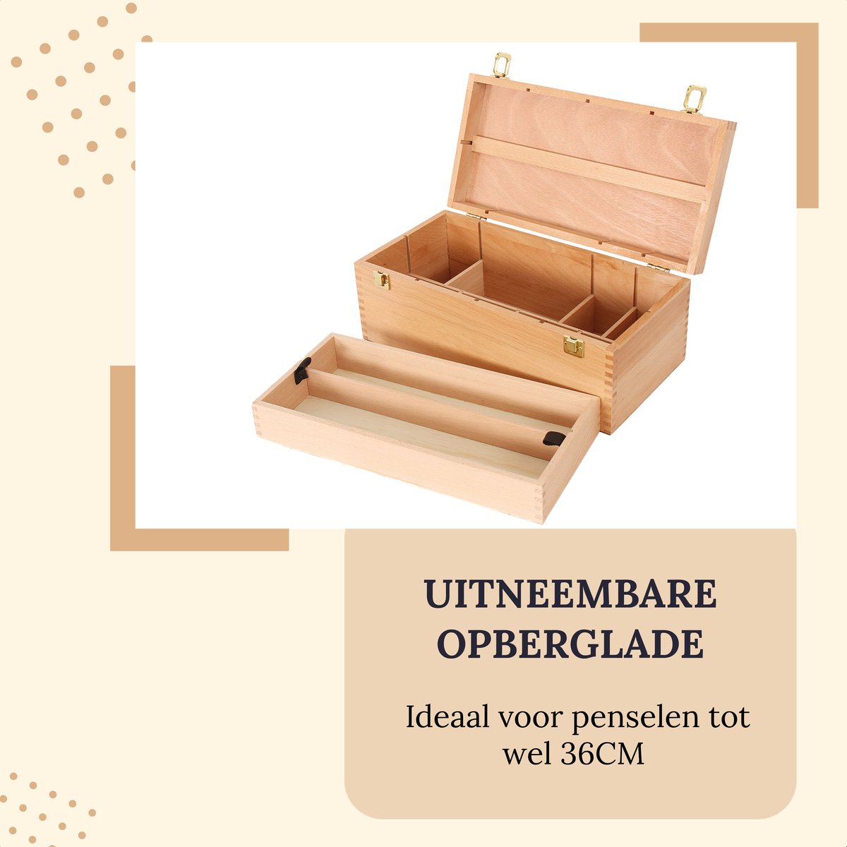 RATSTONE Opbergdoos voor kunstenaars, 6 laden, 40 x 25 x 15 cm, voor pastelpennen, potloden, stiften, markeerstiften, penselen, 4 laden, draagbaar
