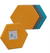 Relaxdays prikbord vilt - hexagon - set van 6 - notitiebord - zelfklevend - memobord