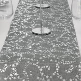 Tafelloper tafeldecoratie met sterren in zilver (28 cm x 5 m) hoogwaardige tafelloper in jute-look voor Kerstmis en adventstijd, feestelijke decoratie voor feestelijke gelegenheden