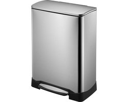 EKO - Neo-Cube recycling pedaalemmer 28+18 liter - Stainless Steel - mat RVS - Prullenbak