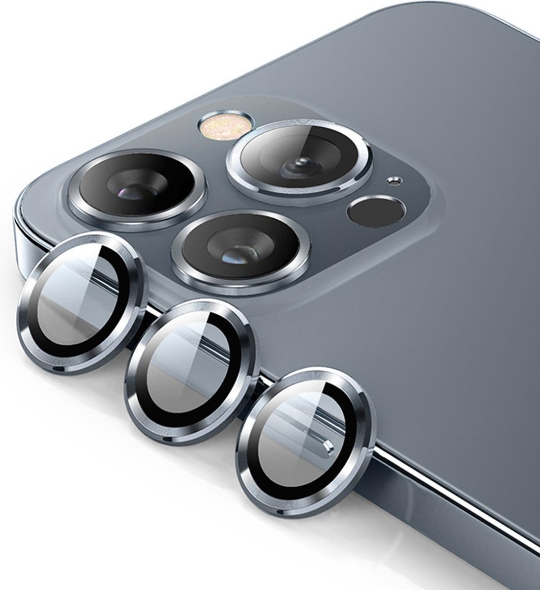 Geschikt Voor iPhone 15 Pro/15 Pro Max Camera Lens Protector - Solidenz Camera Protector - 15 Pro/15 Pro Max Cameralens Protector - Gehard Glas - Alleen Camerarondjes - Zwart
