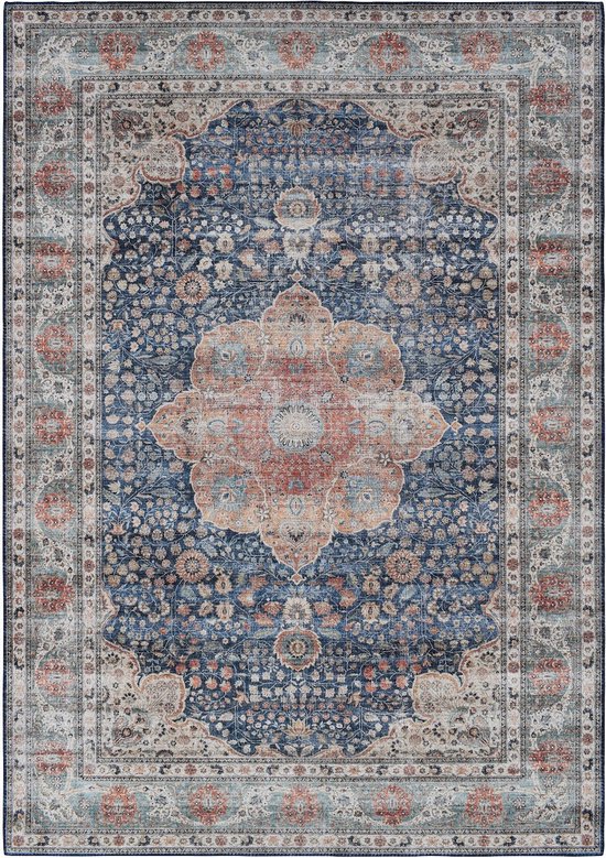 Vercai Rugs Toucan Collectie - Laagpolig Vloerkleed - Tapijt voor Woonkamer - Machine Wasbaar - Polyester - Marine - 120x170 cm