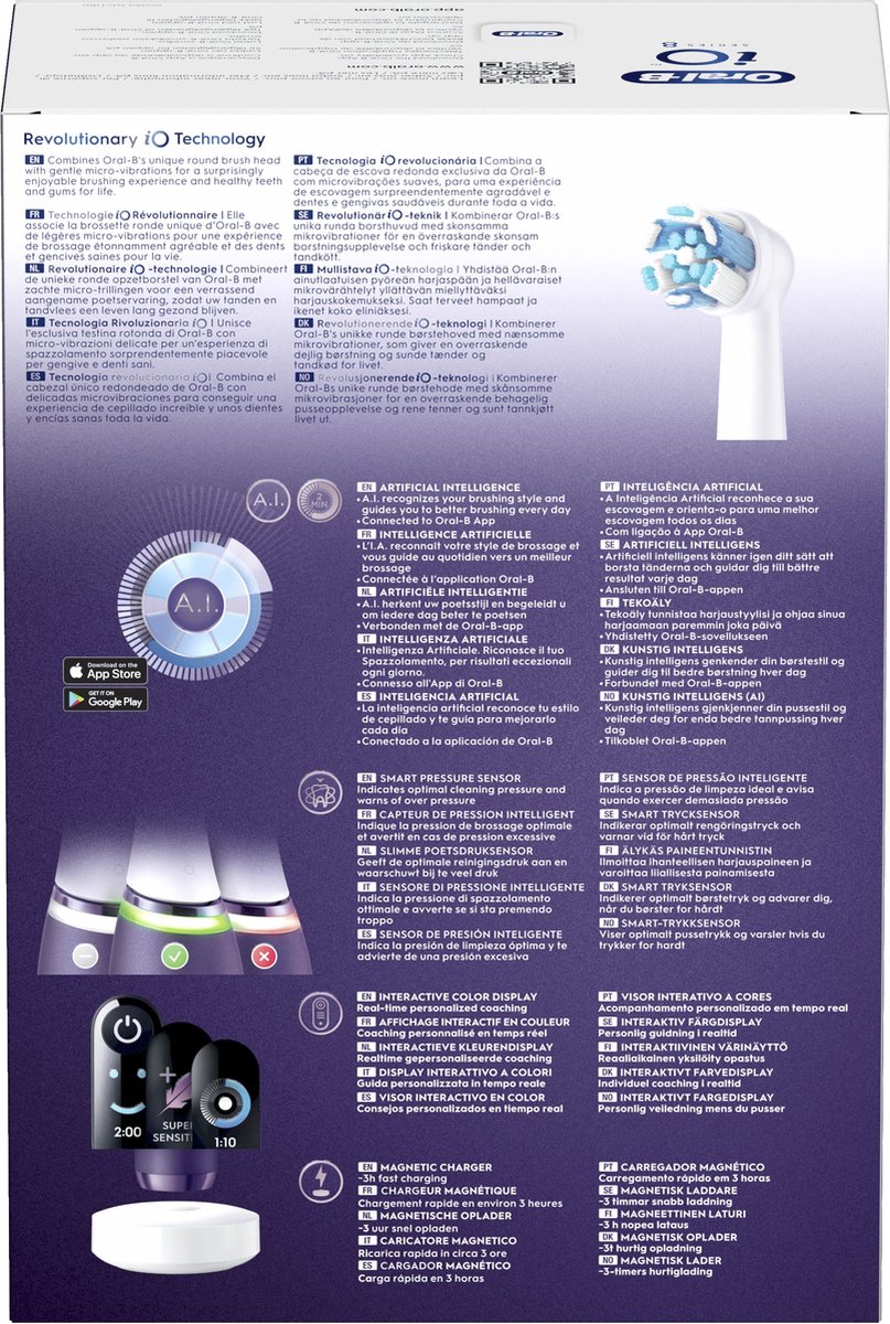 Afbeelding 3 van Oral-B iO 8 - Paars En Zwart - Elektrische Tandenborstels - Duopack