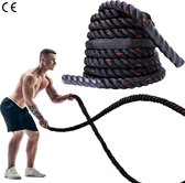 Battle Rope - 9 Meter - Fitness Touw - Rope 38 MM - Zwart