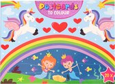 Postkaarten om in te kleuren kids – Unicorn