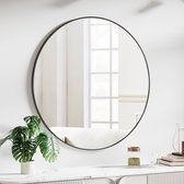 50 cm ronde zwarte ronde spiegel, wandspiegel met frame van aluminiumlegering voor badkamer, wastafel, woonkamer, slaapkamer, entree, wanddecoratie
