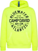Camp David, Hooded Sweatshirt met Puff Prints en Tonal Details in lime groen