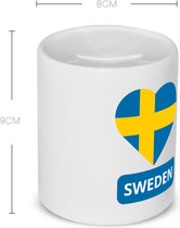Akyol - sweden vlag hartje Spaarpot - Zweden - reizigers - toerist - verjaardagscadeau - souvenir - vakantie - 350 ML inhoud