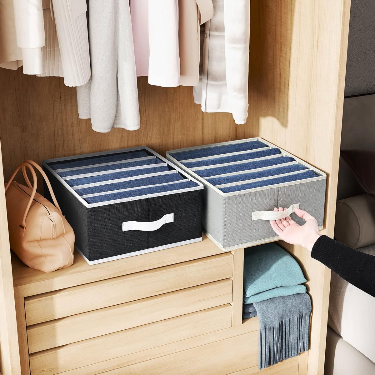 Lot De 8 Organisateurs De Penderie Empilables - 32x42x17.7 Cm - Pour Armoire, Placard, Rangement Vêtements