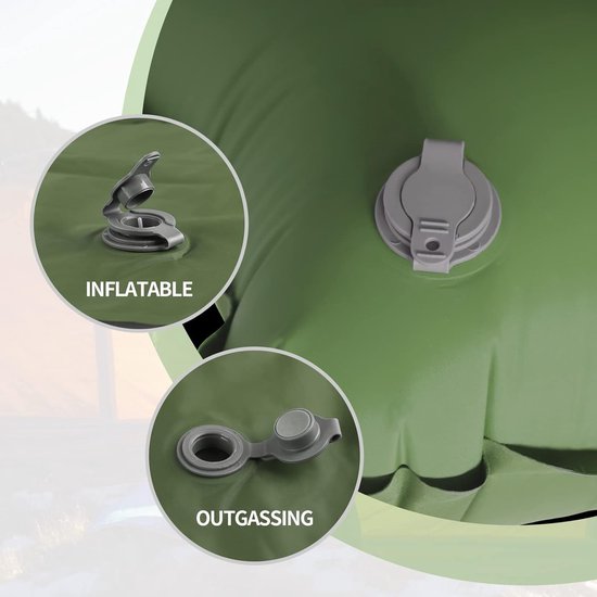 Camping Slaapmat 2 Personen Zelfopblazend Luchtmatras Outdoor Campingmat Slaapmat Opvouwbaar Ultralicht Luchtbed Opblaasbaar Bed Campingmat met Voetpomp voor Strandtent Wandelen Groen van Camp — afbeelding 4