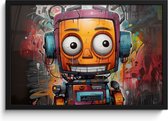 Fotolijst inclusief poster 60x40 cm - Graffiti robot - Foto in lijst jeugdkamer tieners - Tiener kamer decoratie - Muurdecoratie jongenskamer - Posters in kaders jongens - Wissellijst - Fotokaders - Photo frame - Tienerkamer accessoires