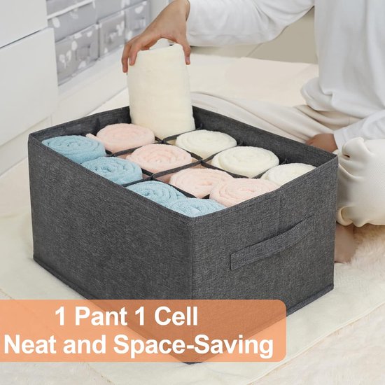 Puricon 13 Stuks Lade-organizers Opbergdoos voor Ondergoed Kleding, Opvouwbare Kledingkast Lade-kast Divider Cubes Containers voor Ondergoed, bh's, Sokken, Sjaals en Stropdassen -Grijs