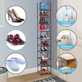 Schoenenrek, 10-laags schoenenkast van plastic schoenenrekken, organizer gemaakt van ijzer, staande plank, ruimtebesparend, multifunctioneel, woonkamer, slaapkamer, entree, gang, badkamer.