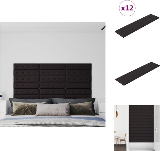 vidaXL wandpanelen - kunstleer - muurdecoratie - 60 x 15 cm - zwarte kleur - geluiddicht en warmte-isolerend - Wandpaneel