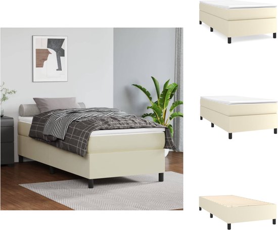 vidaXL Boxspringframe - Crème - Kunstleer - 193 x 90 x 35 cm - Stabiele poten - Bed