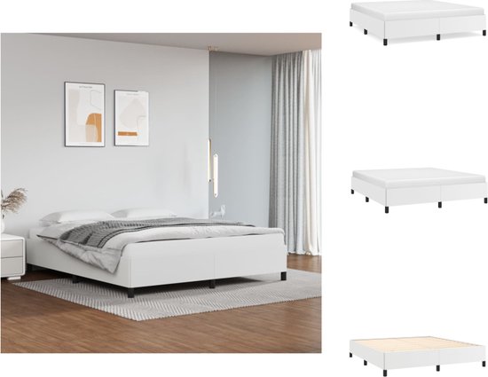 vidaXL Bedframe - Kunstleer - Wit - 203 x 183 x 35 cm - Geschikt voor 180 x 200 cm matras - Bed