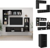 vidaXL Televisiewandmeubel - Tv-meubelset - Hoogglans zwart - 37 x 37 x 72/107/142.5 cm - Spaanplaat - Kast