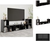 vidaXL TV-meubelset Living - 37 x 35 x 37 cm - 72 x 35 x 36.5 cm - Hoogglans grijs - Spaanplaat - Kast
