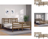 vidaXL Bedframe - Massief grenenhout - Honingbruin - 205.5 x 165.5 x 100 cm - Multiplex lattenbodem - Bed