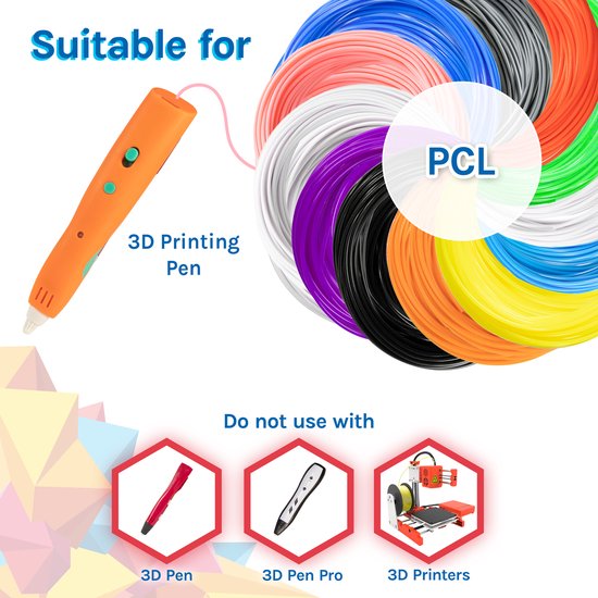 MD Creations - Stylo 3d - 12x100m - 12 couleurs - PLA 1.75mm