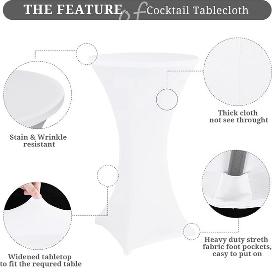 TexDeko® Set van 2 stretch statafelhoezen voor bistrotafel, 60-65 cm