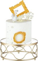 Cake Stand Ronde Gouden Metalen Cake Stand voor Afternoon Tea 22 cm Diameter Dessert Display Tray voor Bruiloft Verjaardagsfeestje Baby Shower Kerstversieringen