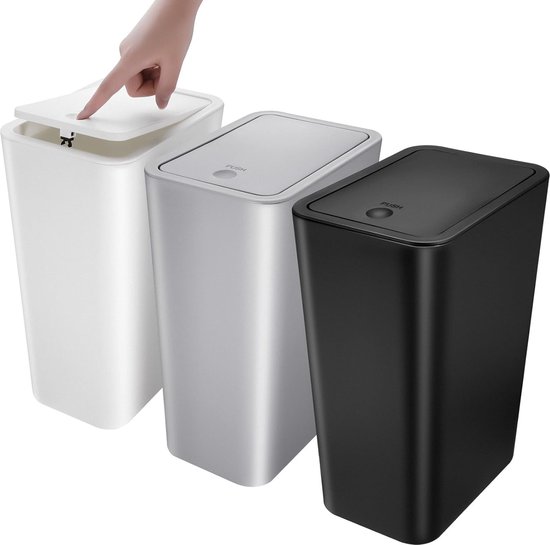 Paquet de 3 poubelles de salle de bain, poubelle de cuisine 10 L, poubelle  de cuisine