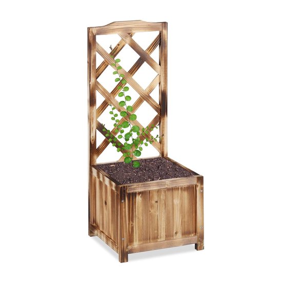 jardinière relaxdays avec cadre grimpant - bac à fleurs - pour plantes grimpantes - avec treillis flammé M