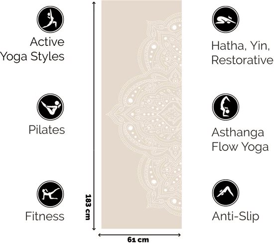 Extra Dikke Yogamat - Mystical - Zand - 6 mm van Love Generation — afbeelding 5