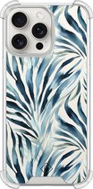 Casimoda® hoesje - Geschikt voor iPhone 15 Pro Max - Japandi Waves - Shockproof case - Extra sterk - TPU/polycarbonaat - Blauw, Transparant