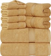 Set de serviettes en coton - 2 serviettes de bain, 2 essuie-mains et gants de toilette - 600 g/ m2