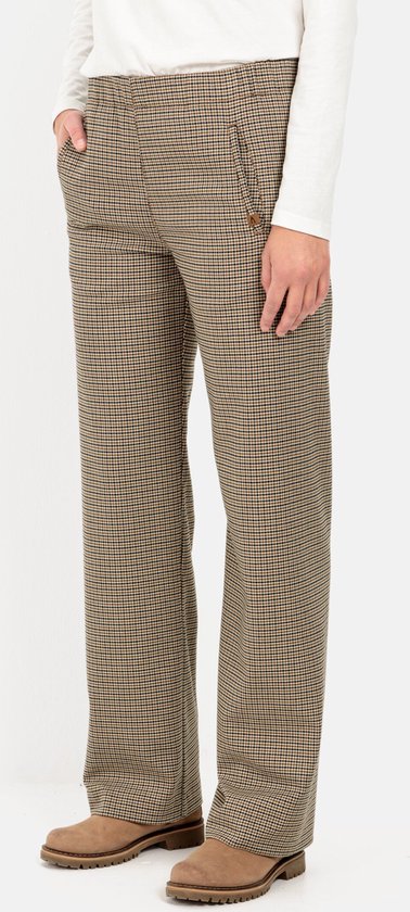 Camel active Straight Fit Broek met micro ruitpatroon - Bruin