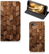 Book Wallet Case geschikt voor iPhone 7 | 8 | SE (2020) | SE (2022) Wooden Cubes