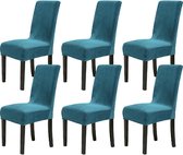 Stoelhoezen, set van 6 fluwelen stoelhoezen voor schommelstoelen, eetkamerstoelen, hoezen voor bruiloft, hotel, keuken, banket, feesten, stretch stoelhoezen (6, turquoise)